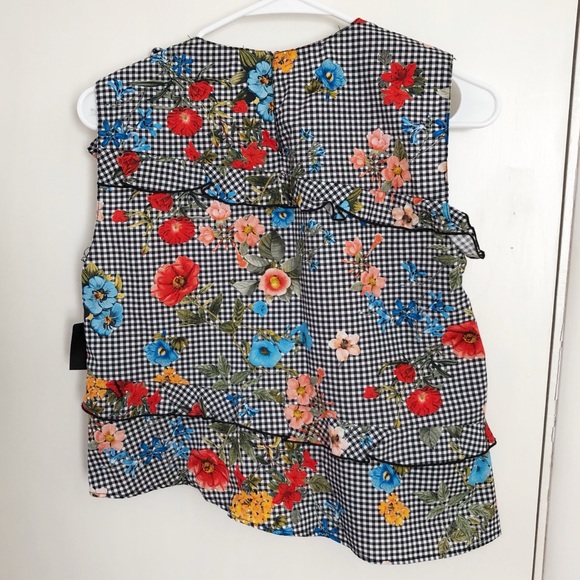 Zara Gingham Floral Ruffle Top - Picture 8 of 11